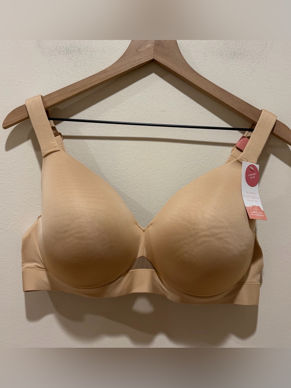NWT Cacique Beige Lightly Lined Full Coverage Comfort Bliss Underwire Bra - 38D